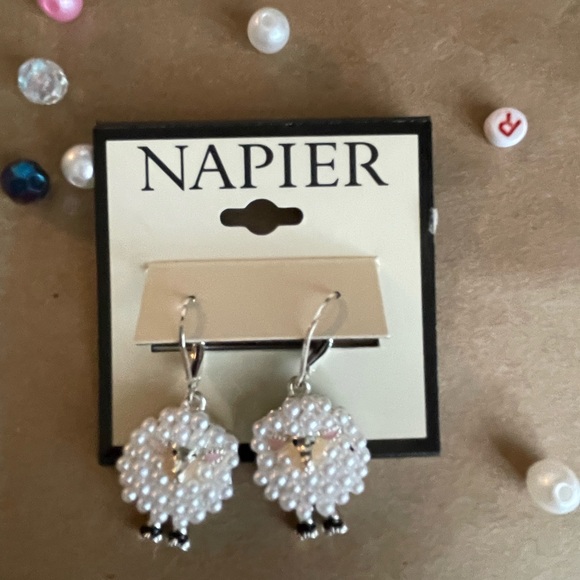 Napier Pearl Sheep Earrings with Silver Accents,earrings for women,sheep earring - Picture 5 of 9